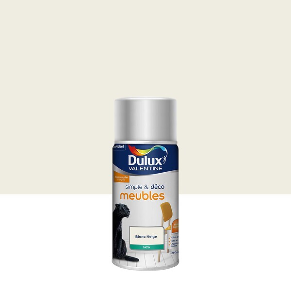 DULUX VALENTINE - Peinture aerosol Simple et Deco meubles - Blanc Neige - Satin - 0,25L - large