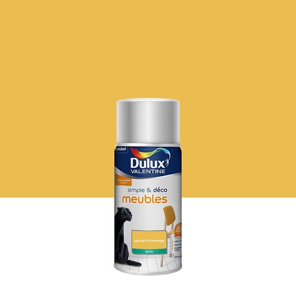 DULUX VALENTINE - Peinture aerosol Simple et Deco meubles - Jaune Signal - Satin - 0,25L - large