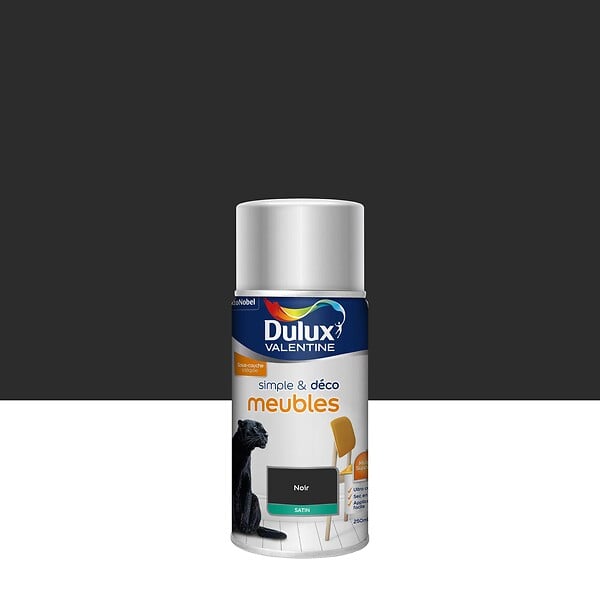 DULUX VALENTINE - Bombe de peinture Simple et Deco meubles - Noir - 0,25L - large