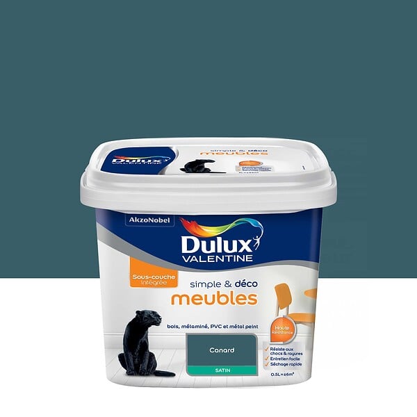 DULUX VALENTINE - Peinture meubles - Simple & Deco - Bleu Canard - 0,5L - large