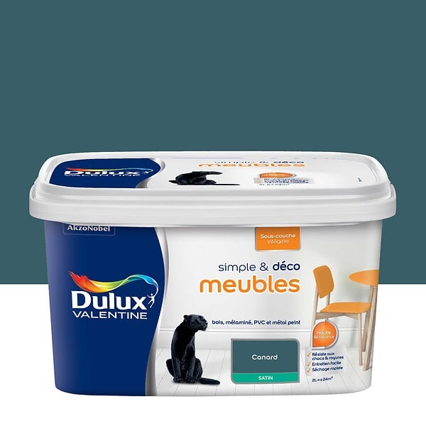 DULUX VALENTINE - Peinture meubles bleu canard satin - 2L - large