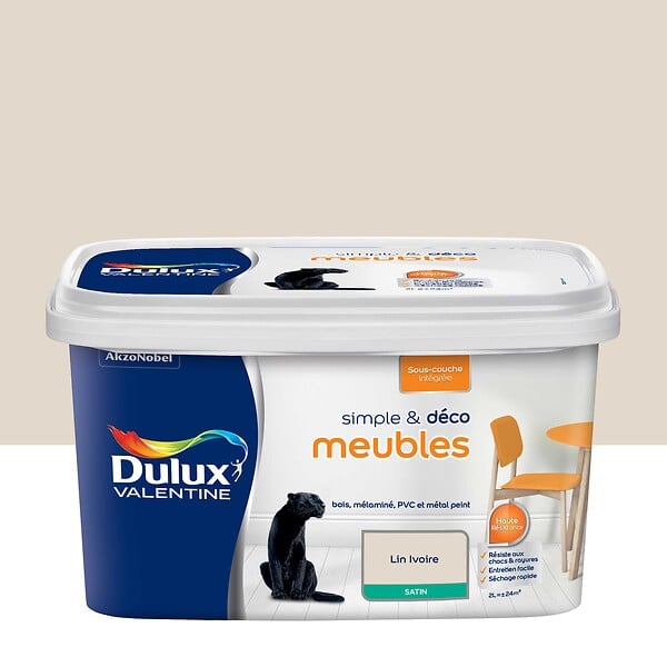 DULUX VALENTINE - Peinture rénovation meubles - Lin Ivoire - Satin - 2L - large