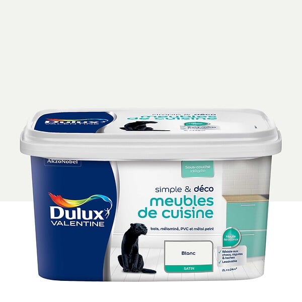 DULUX VALENTINE - Peinture pour cuisine - Blanc - Satin - 2L - large