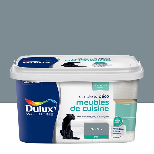 DULUX VALENTINE - Peinture pour cuisine - Bleu gris - Satin - 2L - large