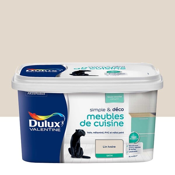DULUX VALENTINE - Peinture pour cuisine - Lin intense - Satin - 2L - large