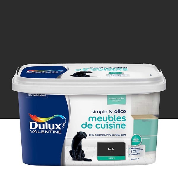 DULUX VALENTINE - Peinture cuisine acrylique Simple & Déco Noir 2L - large