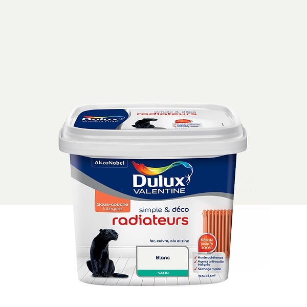 DULUX VALENTINE - Peinture radiateur - Satin - Blanc - 0,5L - large