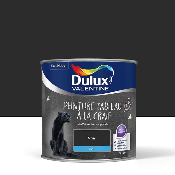 DULUX VALENTINE - Peinture tableau à craie - Noir - Mat - 0,5L - large