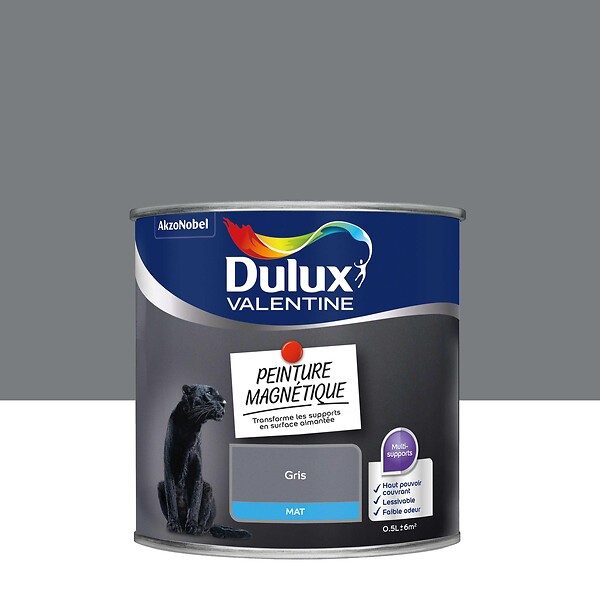 DULUX VALENTINE - Peinture magnétique - Gris - Mat - 0,5L - large
