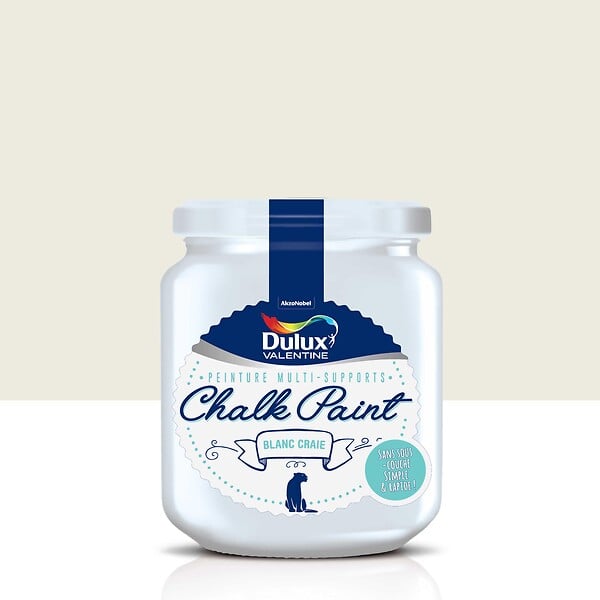 DULUX VALENTINE - Peinture Chalk paint - Blanc Craie - Mat - 0,175L - large
