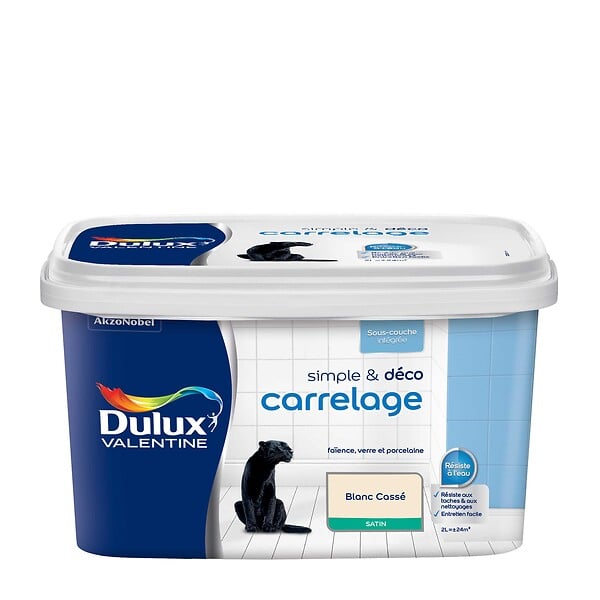 DULUX VALENTINE - Peinture carrelage Simple et Deco - Blanc cassé - Satin - 2L - large