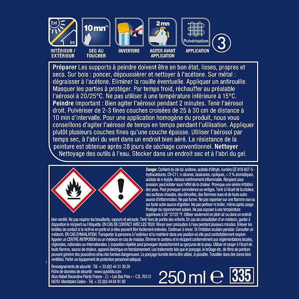 DULUX VALENTINE - Peinture aerosol Simple et Deco meubles - Argent - Satin - 0,25L - large