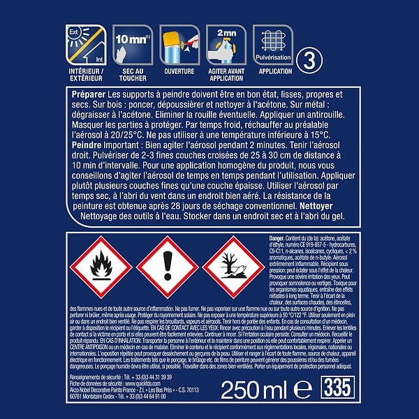 DULUX VALENTINE - Peinture aerosol Simple et Deco meubles - Or - Satin - 0,25L - large