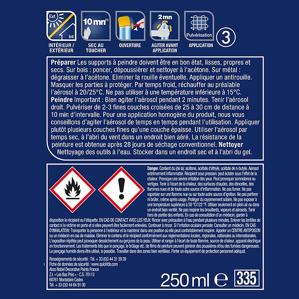 DULUX VALENTINE - Bombe de peinture pour meubles - Acapulco - Satin - 0,25L - large