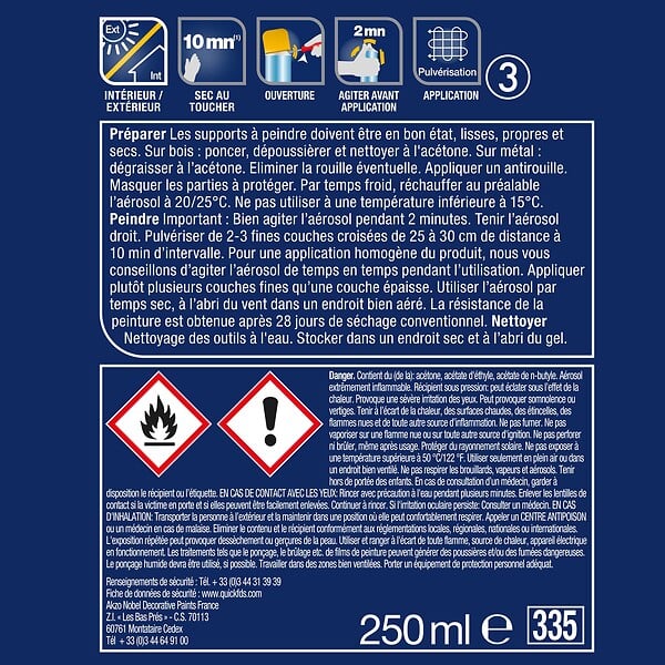 DULUX VALENTINE - Peinture aerosol Simple et Deco meubles - Jaune Signal - Satin - 0,25L - large