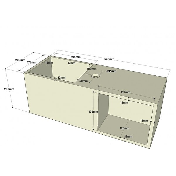 PLANETE BAIN - Lave-mains en solid surface Arezzo 54x20 cm avec espace de rangement - large