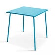 OVIALA - Table de jardin carrée en métal 4 places 70 cm bleu - Palavas - vignette