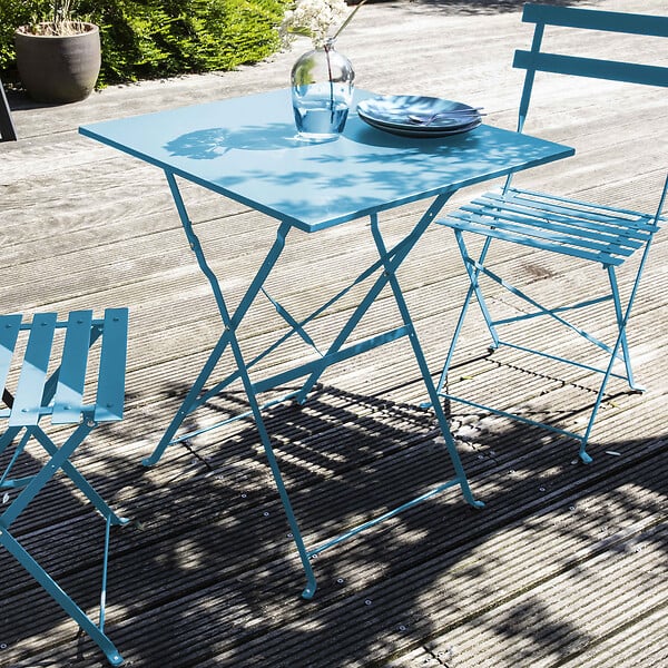 OVIALA - Lot de 2 chaises pliantes en acier bleues - Rome - large