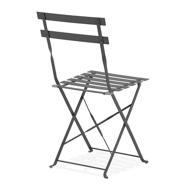 OVIALA - Lot de 2 chaises pliantes en acier grises - Rome - large