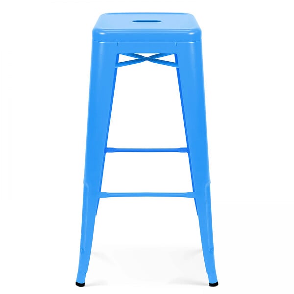 OVIALA - Tabouret de bar en métal bleu mat - Indus - large