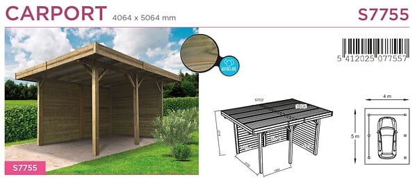 SOLID - Carport bois épicéa du Nord Superia - Marron - L.406xP.506cm - large