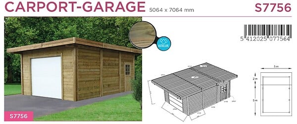 SOLID - Carport garage - Epicea du Nord - 706x506cm - large