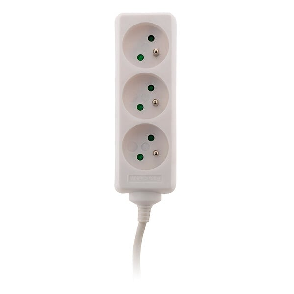 ZENITECH - Bloc 3 prises avec fiche extra plate - Blanc - 1m - Zenitech - large