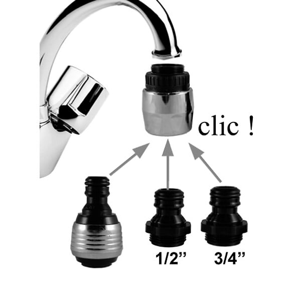ECOPERL - Kit combiné douchette à gâchette chromé - Quick - 6 L/min - large