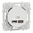 SCHNEIDER ELECTRIC - Odace - prise USB double - type A+C 12W - blanc - vignette