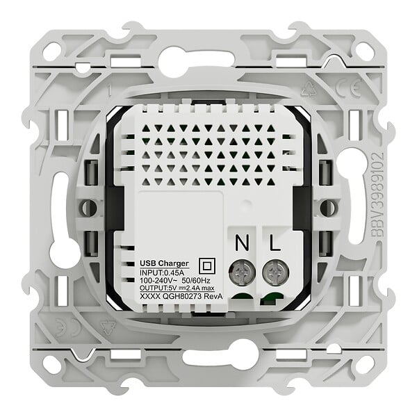 SCHNEIDER ELECTRIC - Odace - prise USB double - type A+C 12W - blanc - large