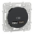 SCHNEIDER ELECTRIC - Odace - prise USB double - type A+C - anthracite - 12W - 2,4A - vignette