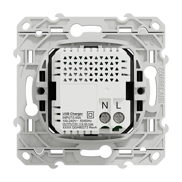 SCHNEIDER ELECTRIC - Odace - prise USB double - type A+C - anthracite - 12W - 2,4A - large