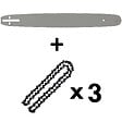 GT GARDEN - Guide 18 pouces (45 cm) avec lot de 3 chaînes 72 maillons pour tronçonneuse - vignette