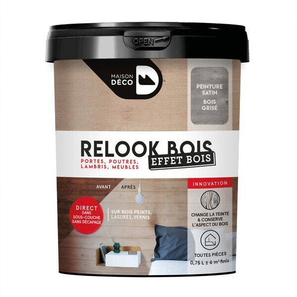 MAISON DECO - Peinture relook - Effet Bois Grisé - Satin - 75ml - large