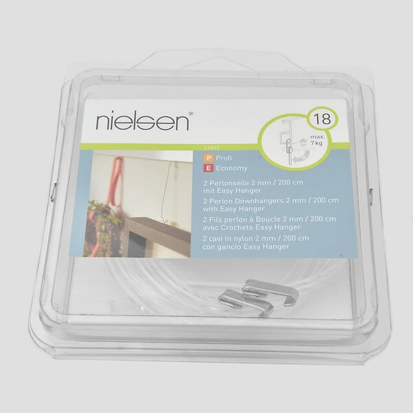 NIELSEN - Crochet + Fil Perlon pour rail - Lot de 2 - Charge 7kg - large