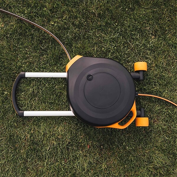 FISKARS - Dévidoir XL - Avec tuyau - Avec roues - 20m + 5m - 13mm de diamètre - large