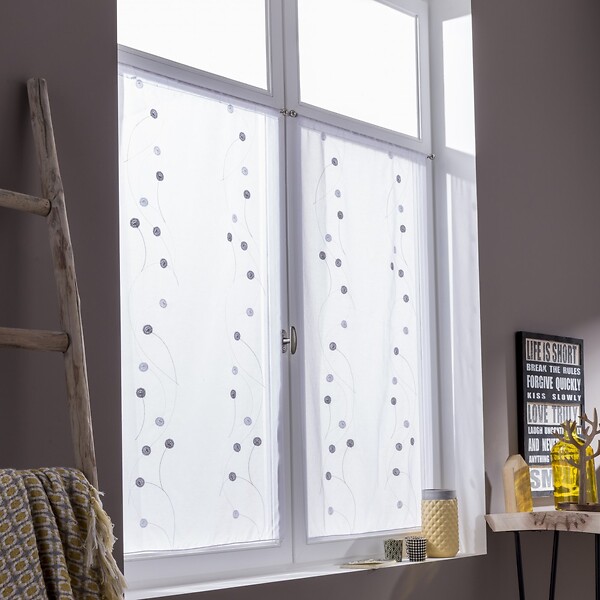CENTRALE BRICO - Paire de vitrages tamisant, Orion gris/argent l.60 x H.120 cm - large