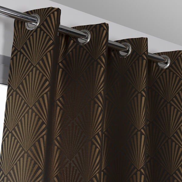 CENTRALE BRICO - Rideau tamisant, Tilda noir et doré l.140 x H.260 cm - large