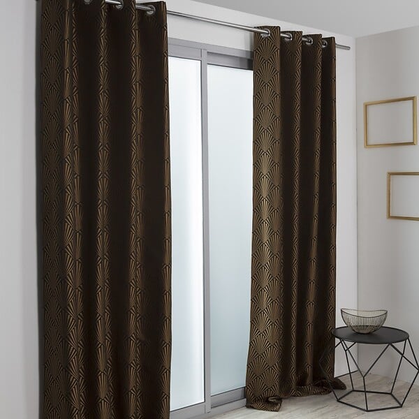 CENTRALE BRICO - Rideau tamisant, Tilda noir et doré l.140 x H.260 cm - large
