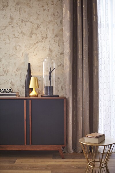 CENTRALE BRICO - Voilage tamisant, Amber blanc/or l.140 x H.250 cm - large