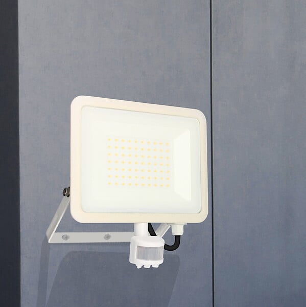 ARLUX - Projecteur mural KREON 2 - IP44, 50W, 4000K, 5000lm, Blanc - Détecteur IR - large