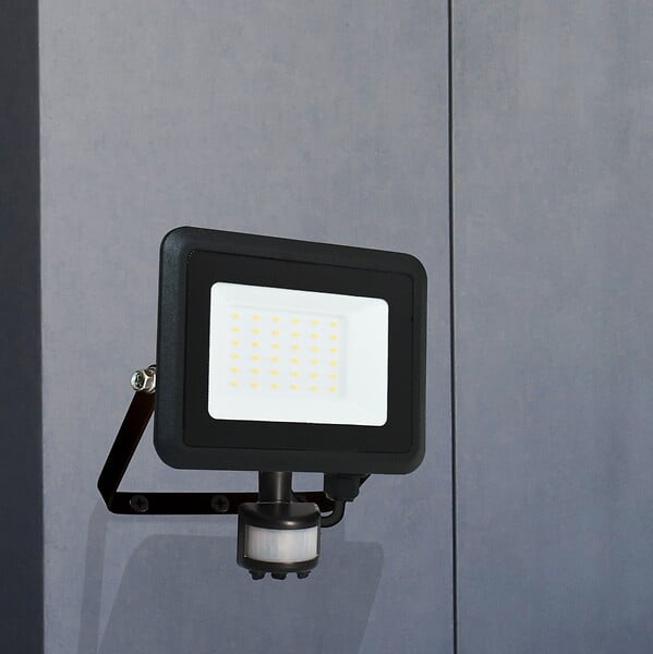 ARLUX - Projecteur mural KREON 2 - IP44, 30W, 4000K, 3000lm, Noir - Détecteur IR - large