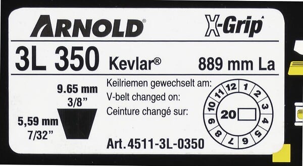 CENTRALE BRICO - Courroie trapézoïdale X-Grip V de type 3L350 - large