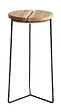 CENTRALE BRICO - Sellette industrielle haute fer rond plateau bois - 61x30 cm - Acier époxy - vignette