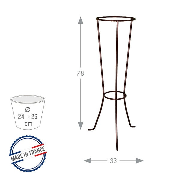 CENTRALE BRICO - Colonne fer vieilli H. 78 pour pot 24-26 cm - Acier époxy - large