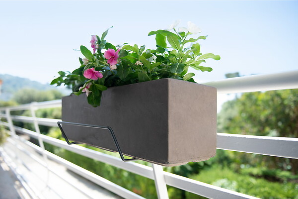 CENTRALE BRICO - Support jardinière crochet fer rond anthracite - 35x14 cm - Acier époxy - large