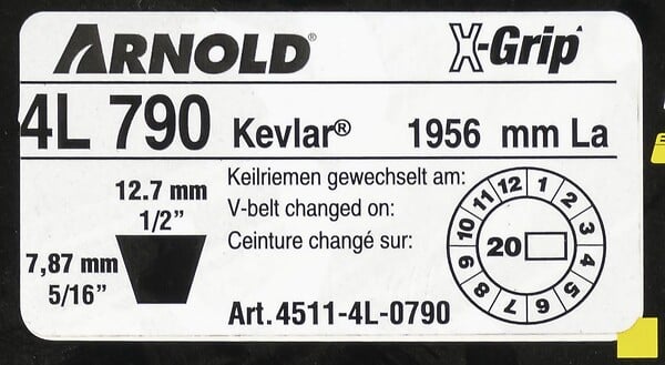 CENTRALE BRICO - Courroie trapézoïdale X-Grip V de type 4L790 - large