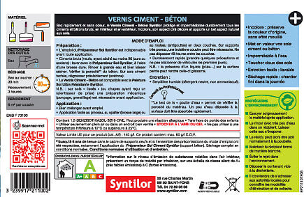 CENTRALE BRICO - Vernis ciment extérieur / intérieur Ciment SYNTILOR, incolore, 0.5 l - large