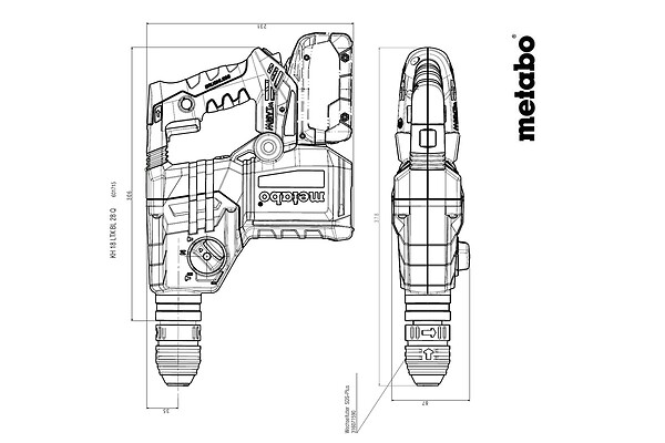 METABO - Marteau perfo burineur 3J 18V KH 18 LTX 28 BL Ø28mm Quick Pick+Mix METABO coffret metaBOX - large