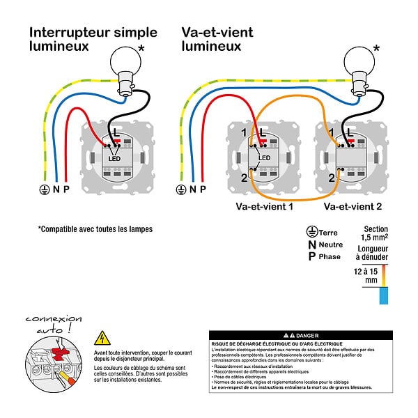 SCHNEIDER ELECTRIC - Interrupteur va-et-vient plastique recyclé Ovalis Blanc 10AX - large